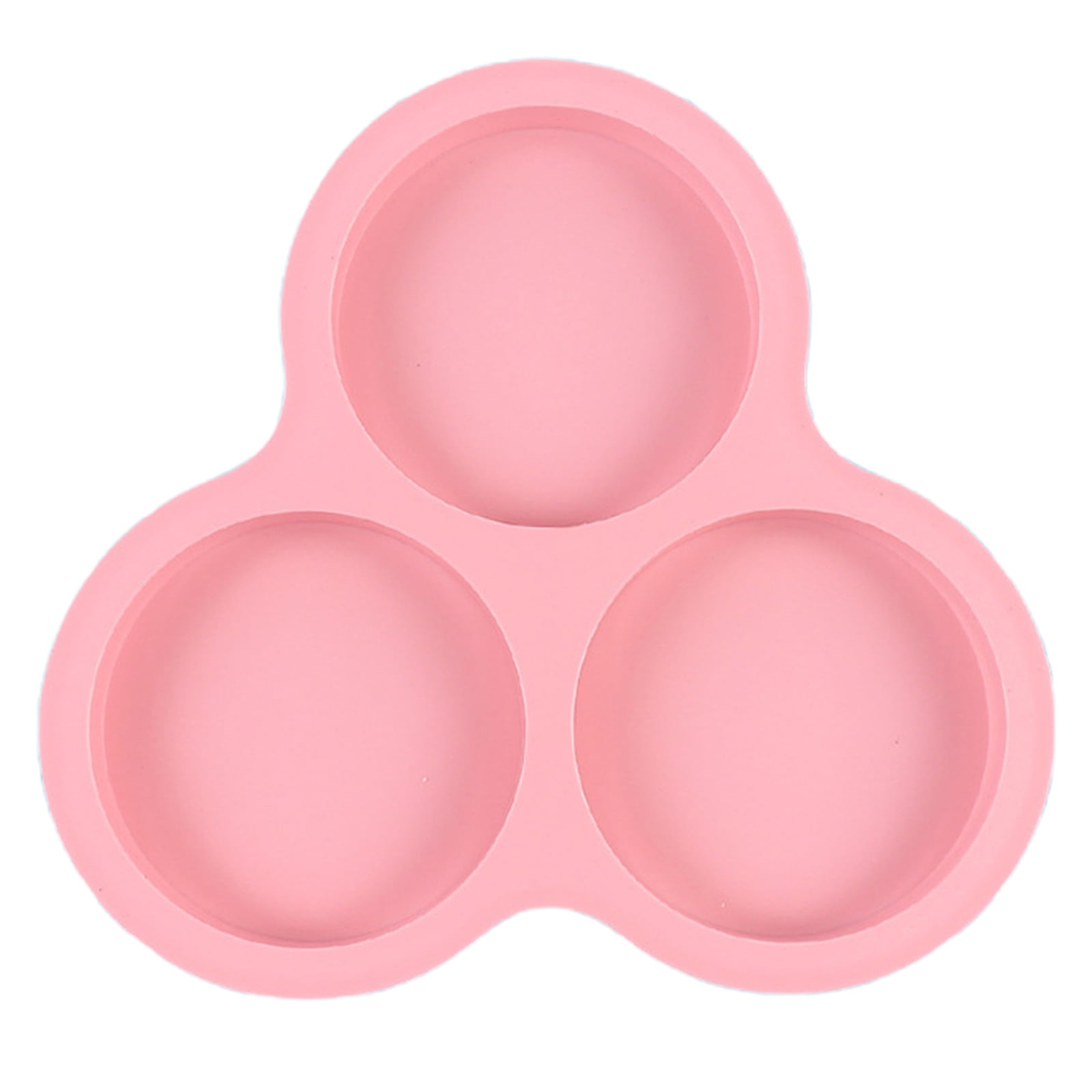 1 Pcs Silicone Egg Cups for Air Fryer,3-Cavity Cupcake Baking Tray,Round Silicone Baking Tools,Round Silicone Ramekins,for Sandwiches,Non-Stick Tray for Baking Accessories,(Dark Gray,9.06x8.46 in) Pink
