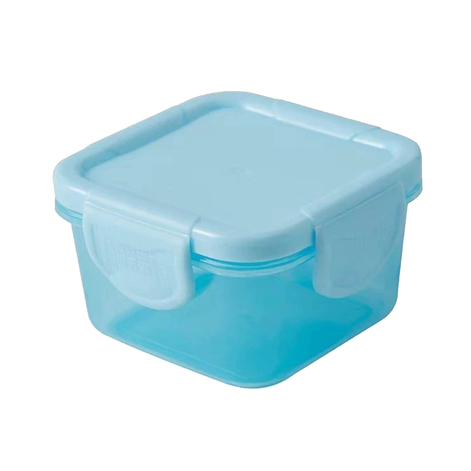 Mini Fresh Food Storage Container with Lid,6x6x4cm Transparent Square Box for Snacks and Portions,Leak-Proof Silicone Seal,Microwave and Freezer Safe,Bright Colors for Organization Light Blue