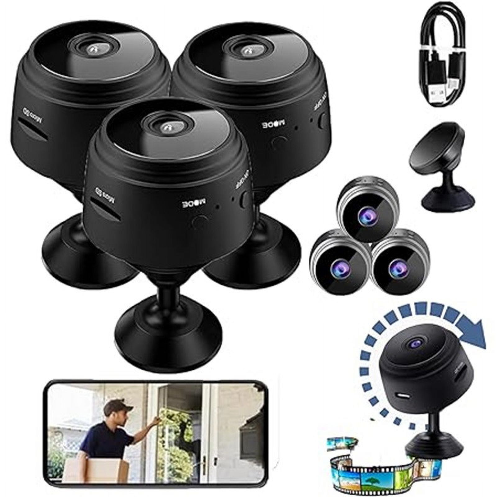 CCMAOLU Mini Security Camera 3 Pack,1080P HD WiFi Spy Camera with Night Vision,USB Powered Hidden Camera for Home Office,Remote Monitor via Phone APP,Motion Detection