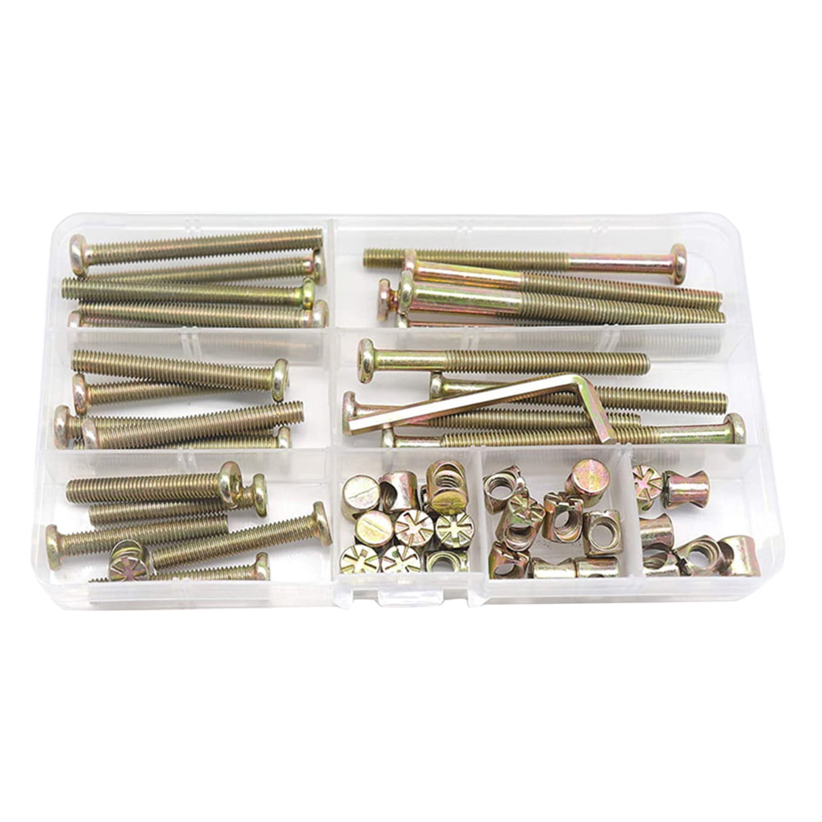 M6x40/50/60/70/80mm Screws Assortment,Plated Screws And Screws Replacement Parts,Bed Frame Bolts and Nuts Kit,Furniture Socket Head Screws For Furniture Beds Nut Assortment Sets(Gold) Gold