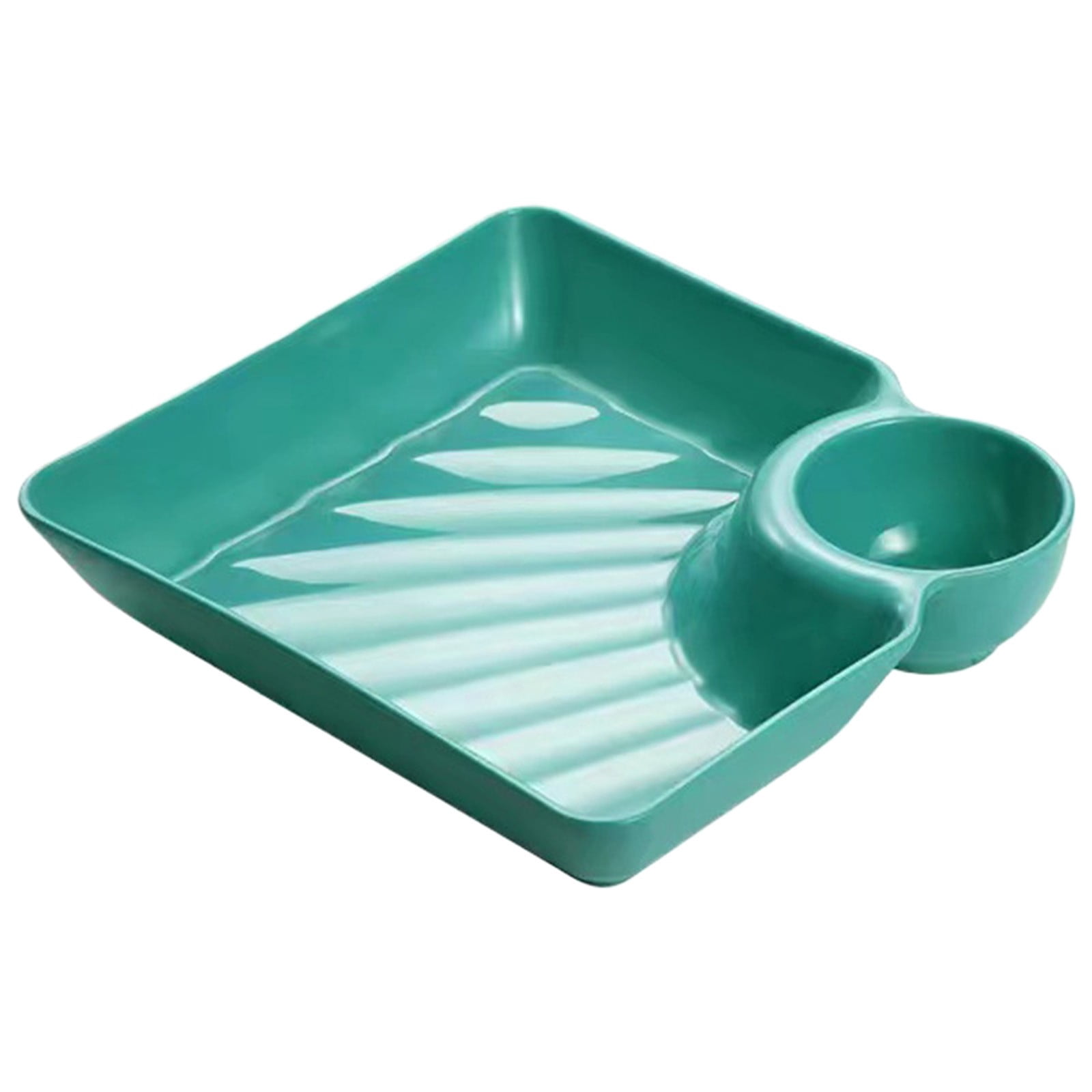 Chip Dip Serving Platter, Plastic Dumpling Plates with Sauce Compartment, Square Serving Dish Sushi Plates, Small Dip Tray for Appetizer, Taco Salsa, Fruit, Charcuterie, 1 Pcs, 7.28x7.2x1.6 7.28" x 7.2" x 1.6" White