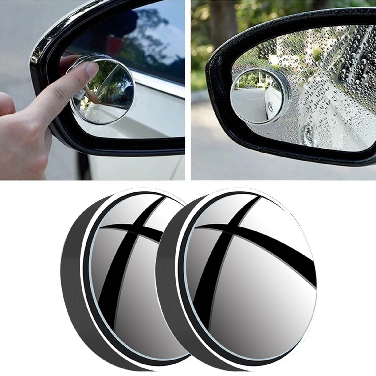 Suction Cup Car Convex Blind Spot Mirror, 2024 New Upgrade Blind Spot Mirror, 360° Wide Angle Side Rear View Mirror, Reversing Auxiliary Blind Spot Mirrors for Cars SUV and Trucks 2PCS Black