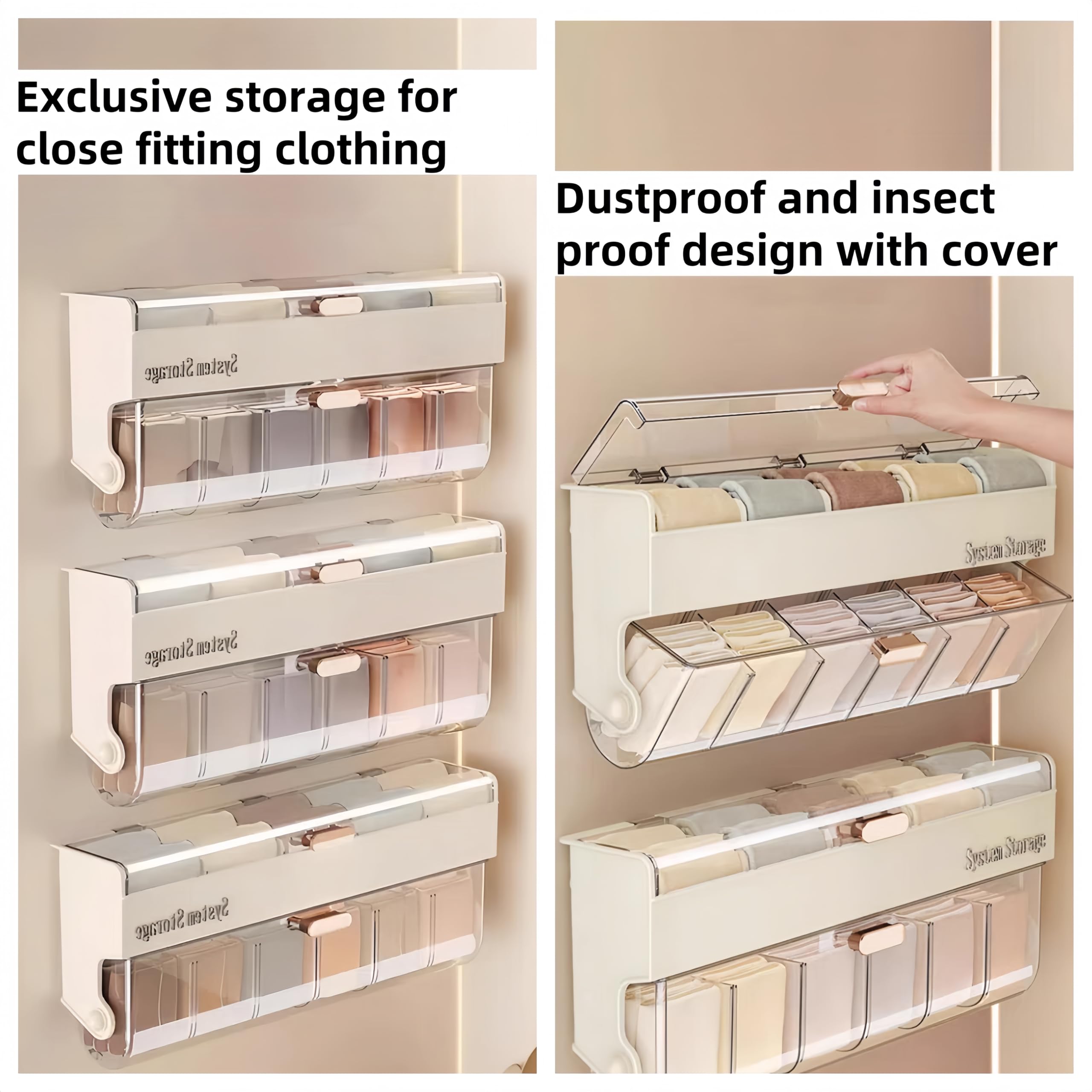 Underwear women%27s storage box - Premium quality - Storage box with lid - Clothing storage box - clothes rack - wardrobe - clothes hangers - Drawer - storage cabinet with compartments - Plastic storage box - Underwear - Socks - Hanging without drilling - W