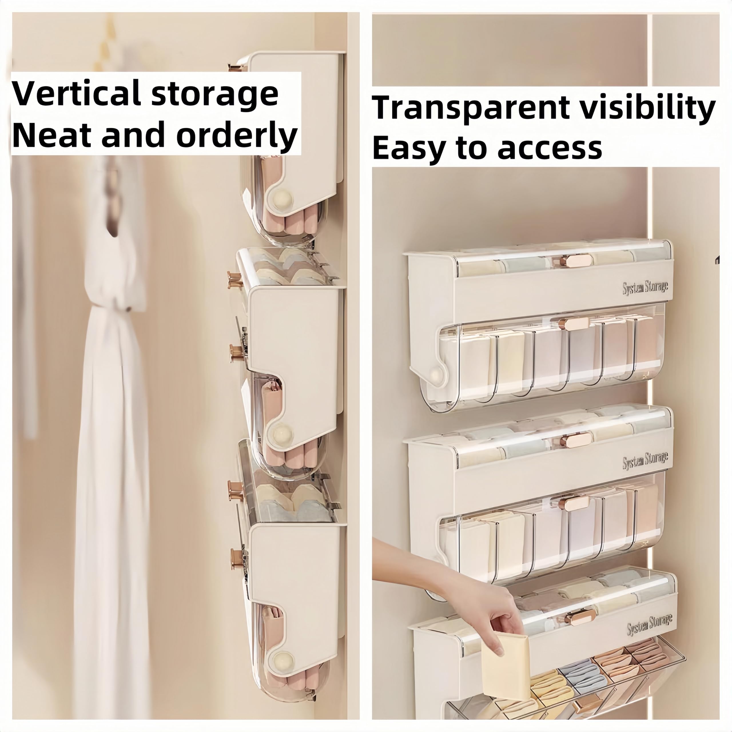Underwear women%27s storage box - Premium quality - Storage box with lid - Clothing storage box - clothes rack - wardrobe - clothes hangers - Drawer - storage cabinet with compartments - Plastic storage box - Underwear - Socks - Hanging without drilling - W