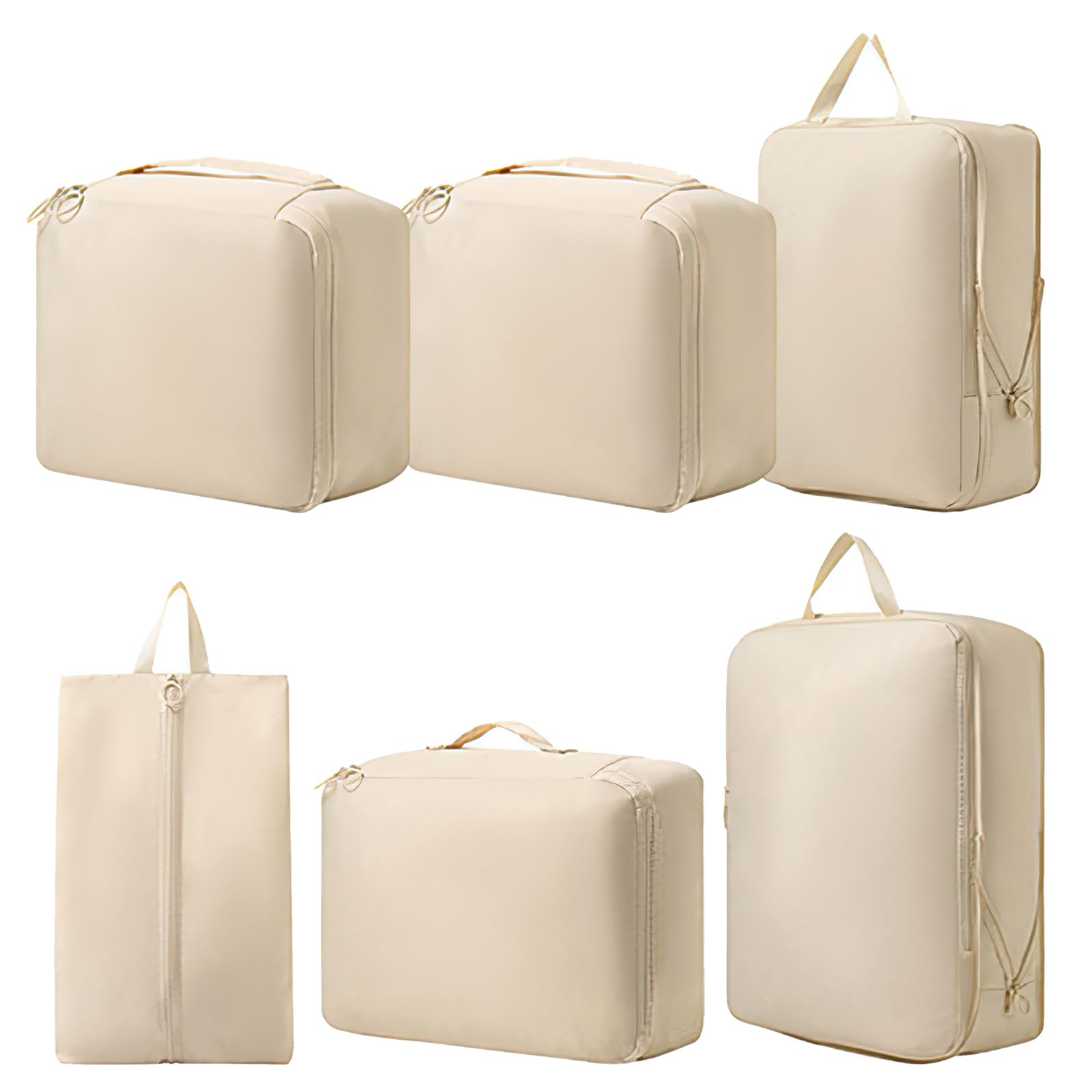Packing Cubes - Suitcase Organizers - Travel Organizer Set - Luggage Organizer - Clothes Storage - Space Saving - Holiday Accessories - Shoe Bag - Laundry Bag - Backpacking - Travel Bag - Water-Repellent - Beige - 6 Pieces Packing Cubes - Suitcase Organizers - Travel Organizer Set - Luggage Organizer - Clothes Storage - Space Saving - Holiday Accessories - Shoe Bag - Laundry Bag - Backpacking - Travel Bag - Water-Repellent - Beige - 6 Pieces