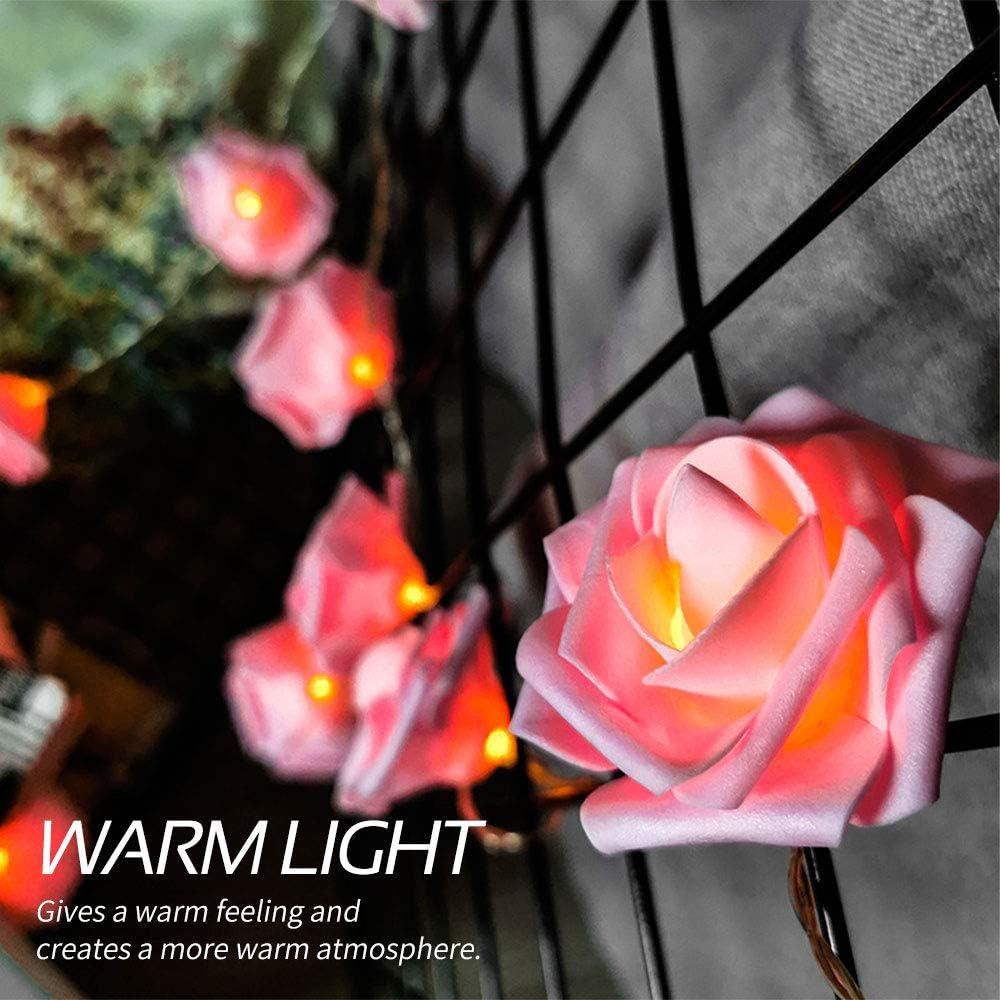 Rose Fairy Lights - Indoor Mood Lighting - Bedroom Decoration - LED Lights - Artificial Flowers - Wedding Decoration - Window Decoration - Valentine%27s Day Gift - Fairy Lights - Home Accessories - Party Lighting - Pink - 1 Piece