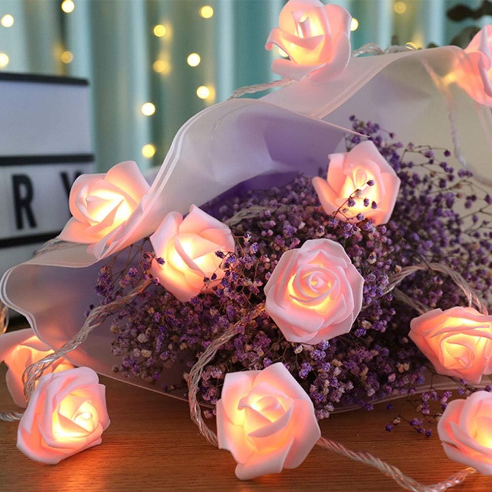 Rose Fairy Lights - Indoor Mood Lighting - Bedroom Decoration - LED Lights - Artificial Flowers - Wedding Decoration - Window Decoration - Valentine%27s Day Gift - Fairy Lights - Home Accessories - Party Lighting - Pink - 1 Piece