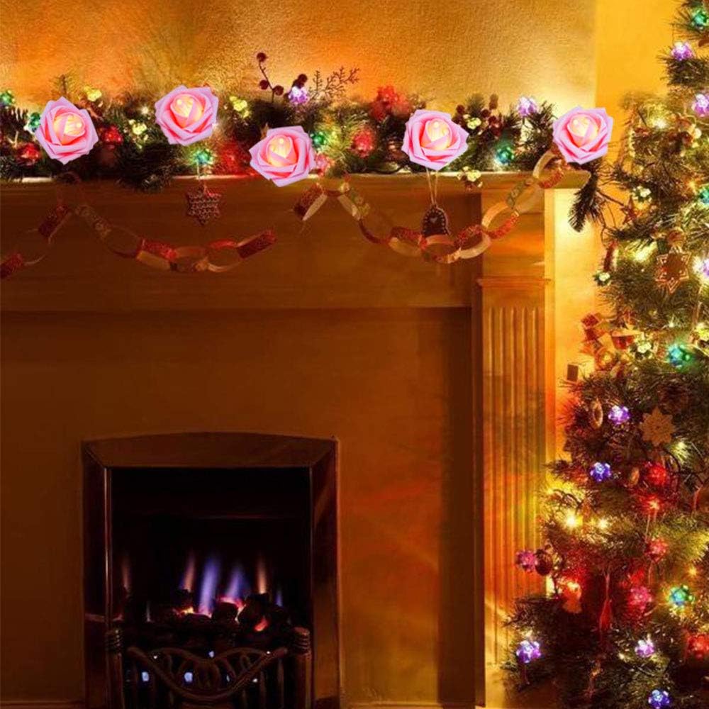 Rose Fairy Lights - Indoor Mood Lighting - Bedroom Decoration - LED Lights - Artificial Flowers - Wedding Decoration - Window Decoration - Valentine%27s Day Gift - Fairy Lights - Home Accessories - Party Lighting - Pink - 1 Piece