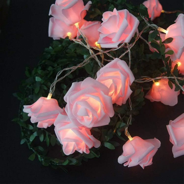 Rose Fairy Lights - Indoor Mood Lighting - Bedroom Decoration - LED Lights - Artificial Flowers - Wedding Decoration - Window Decoration - Valentine%27s Day Gift - Fairy Lights - Home Accessories - Party Lighting - Pink - 1 Piece