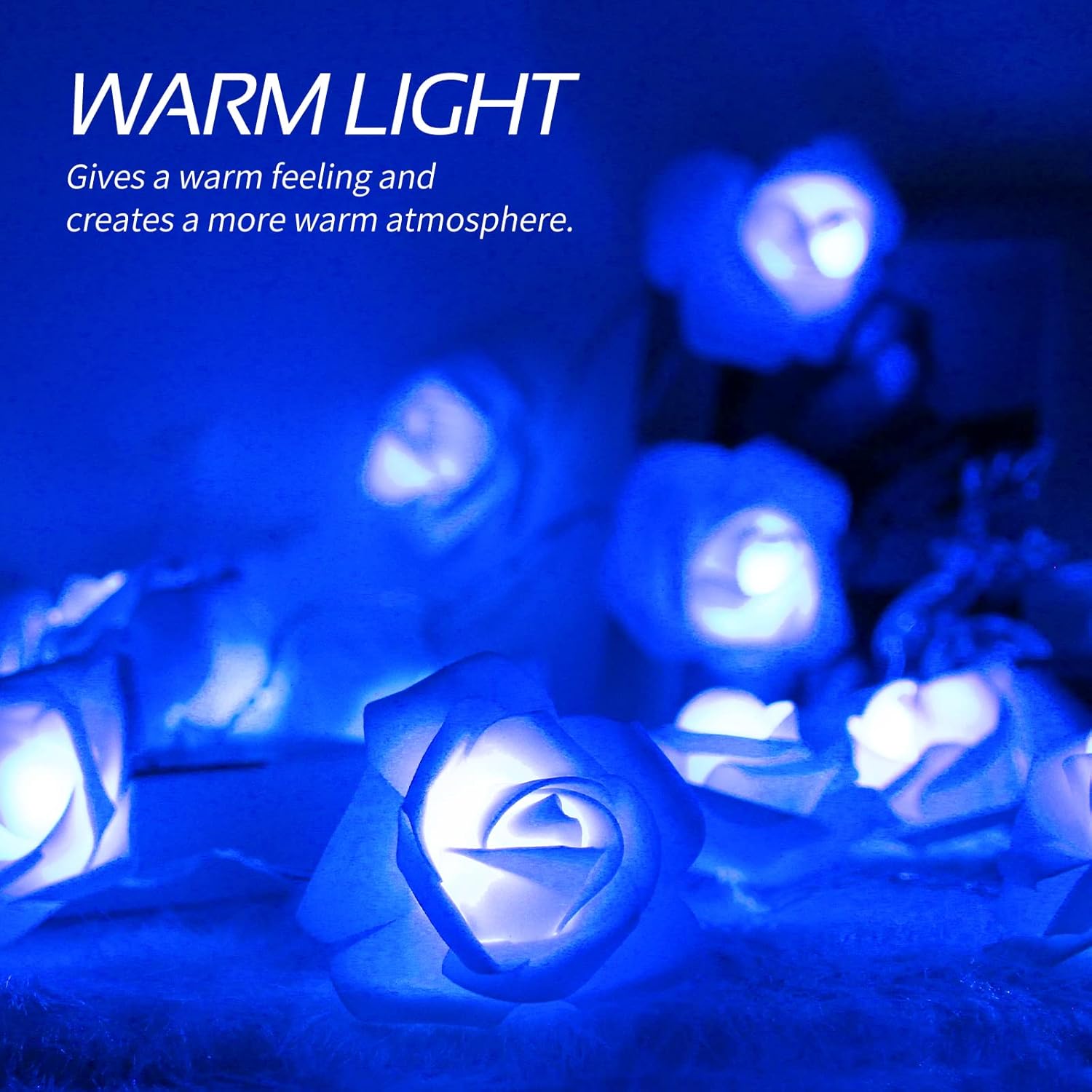 Rose Fairy Lights - Indoor Mood Lighting - Bedroom Decoration - LED Lights - Artificial Flowers - Wedding Decoration - Window Decoration - Valentine%27s Day Gift - Fairy Lights - Home Accessories - Party Lighting - Blue - 1 Piece