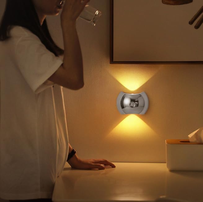 Indoor Wall Lamp - Night Light with Motion Sensor - Wireless LED Wall Light - Rechargeable Wall Lamp - Stair Lighting - Closet Lighting - Bedroom Lamp - USB Rechargeable - Magnetic -Warm White Light - Black - 1 Piece