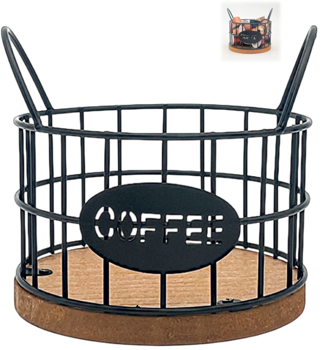 Storage basket - Storage rack - Coffee capsule storage rack - Fruit basket - Home storage accessories - Wooden base - Suitable for home Storage basket - Storage rack - Coffee capsule storage rack - Fruit basket - Home storage accessories - Wooden base - Suitable for home