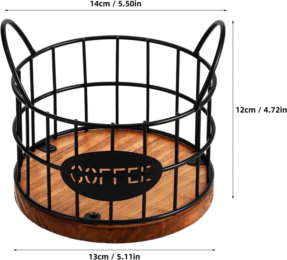 Storage basket - Storage rack - Coffee capsule storage rack - Fruit basket - Home storage accessories - Wooden base - Suitable for home