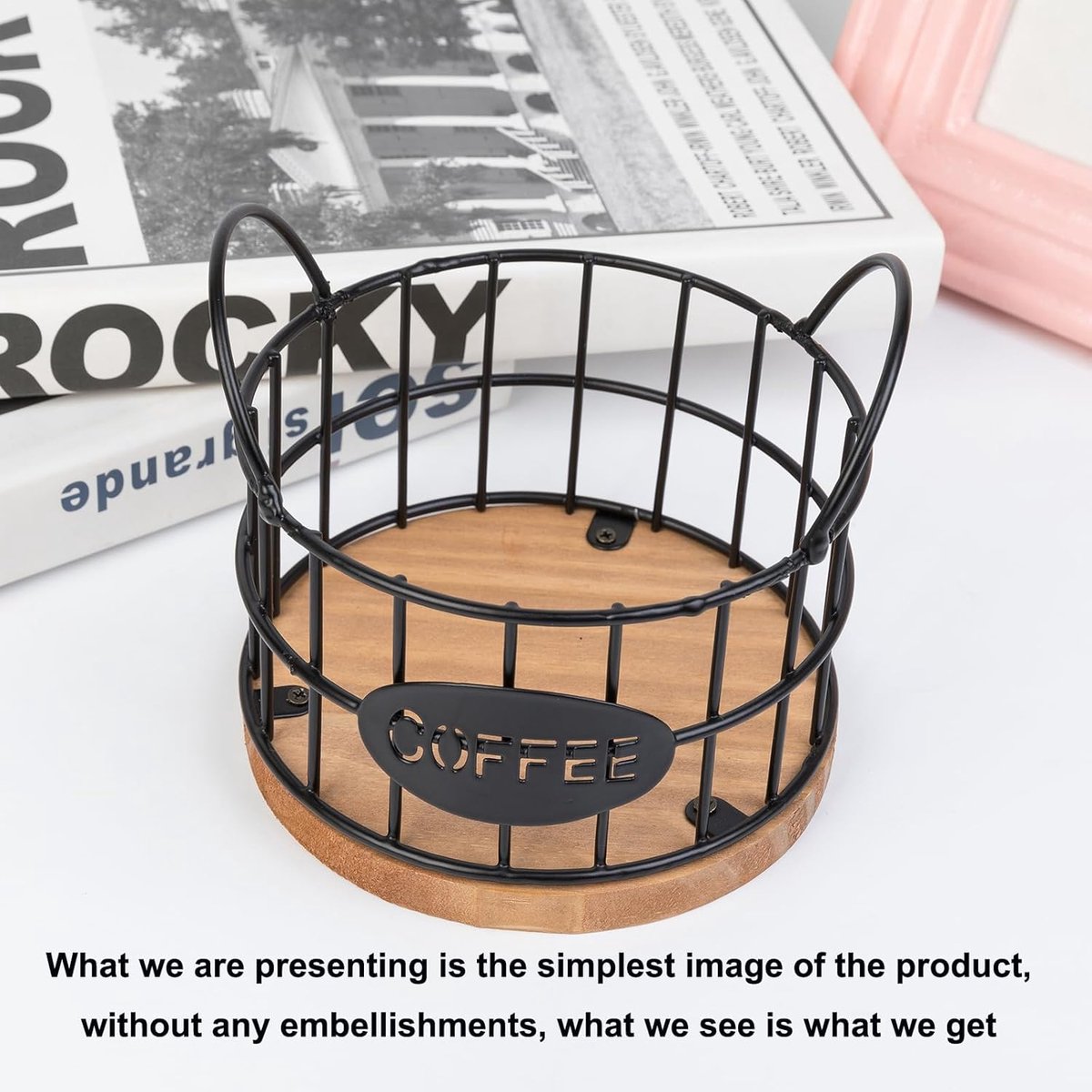 Storage basket - Storage rack - Coffee capsule storage rack - Fruit basket - Home storage accessories - Wooden base - Suitable for home