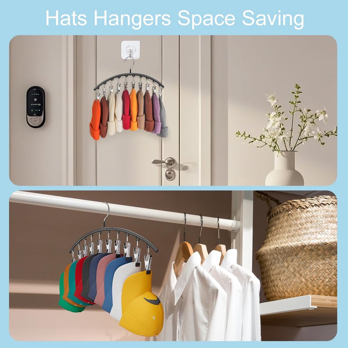 2 pieces - Hat rack - clothes rack - sock clip - hat rack for the wardrobe - storage accessories - suitable for drying clothes