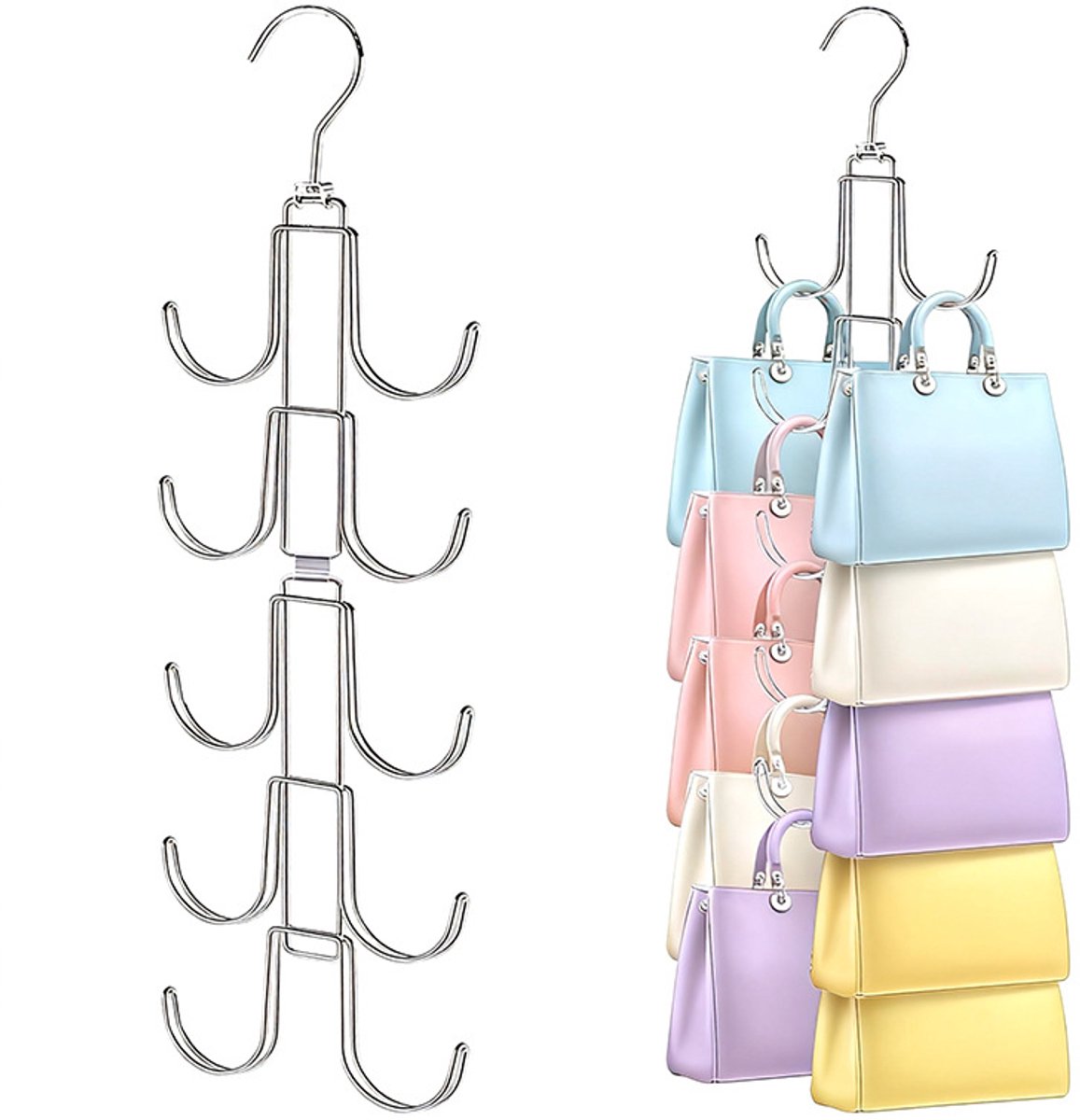 Storage Rack - Clothing and Hat Organizer - Bag Hanger - Foldable Hooks - Storage Accessories - Suitable for storing hats