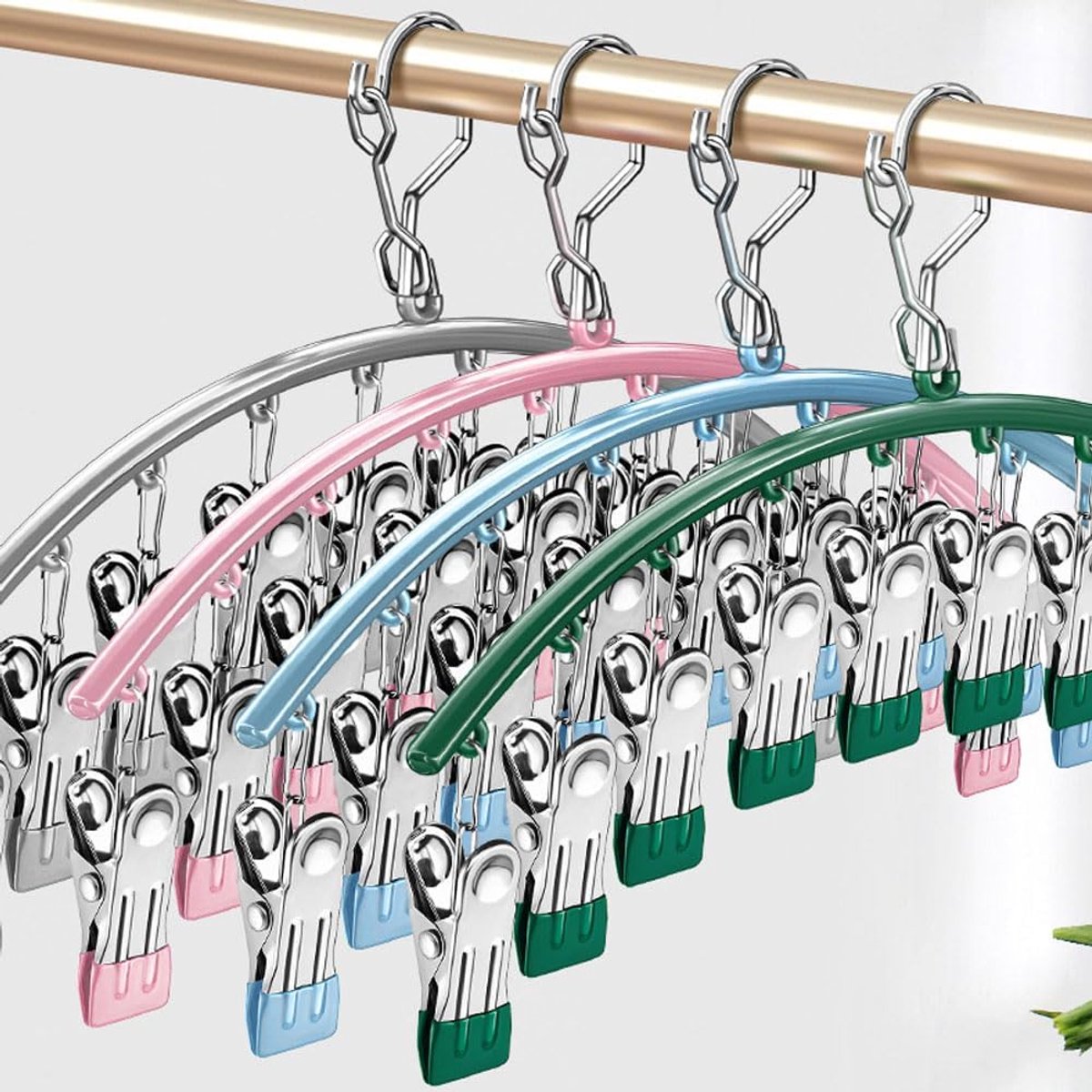 2 pieces - Clothes rack - sock clips - clothes hangers - storage accessories - suitable for drying socks and underwear - pink - 41*24.5 cm