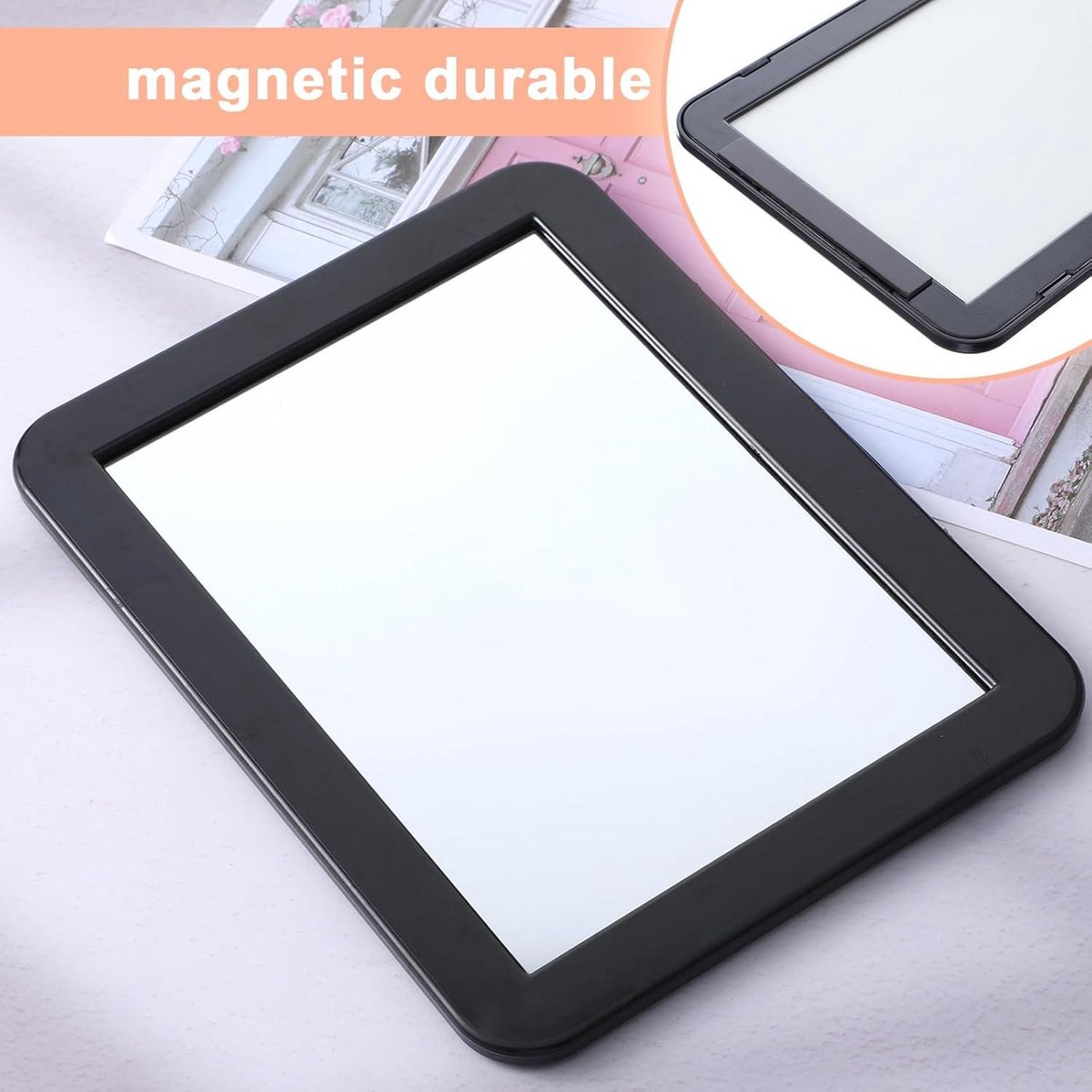Magnetic Closing Mirrors 17.8 × 13.5 cm - Set of 2 - Makeup Mirror for School