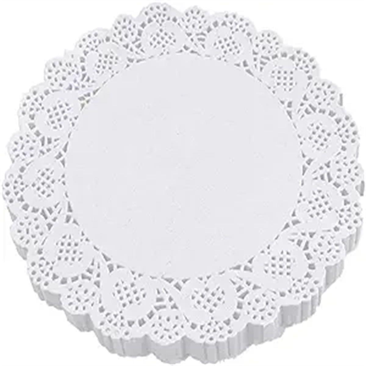 Lace Paper Placement, 12 inch Round White Paper Placement, Disposable Paper Placemats, for Wedding, Birthday, Cakes, Desserts, Tableware Food Decoration, Pack of 100