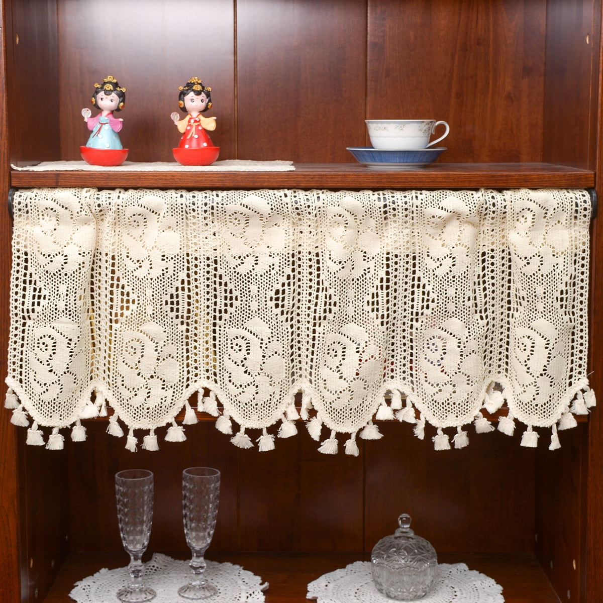 Vintage Curtains with tassels Curtain Valance for Kitchen Cafe