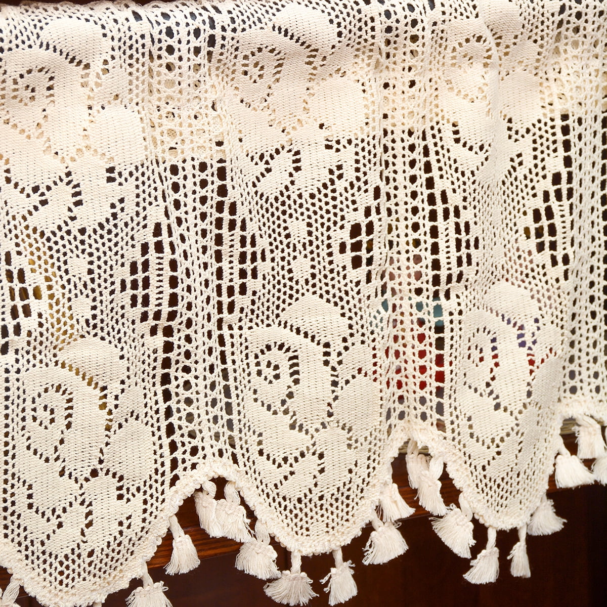 Vintage Curtains with tassels Curtain Valance for Kitchen Cafe