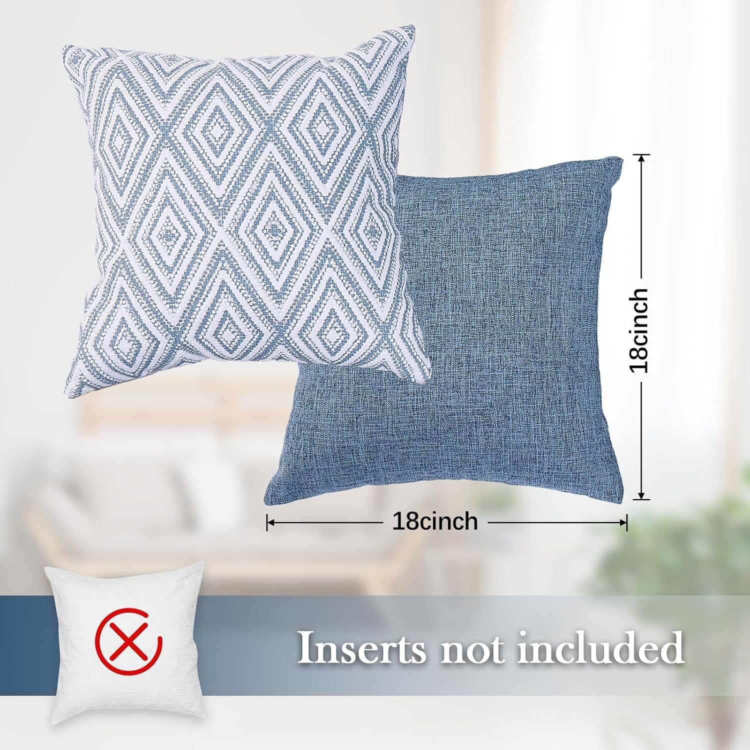 Decorative Set of 4 Square Couch Pillows Linen Cushion Cover for Couch Sofa Living Room