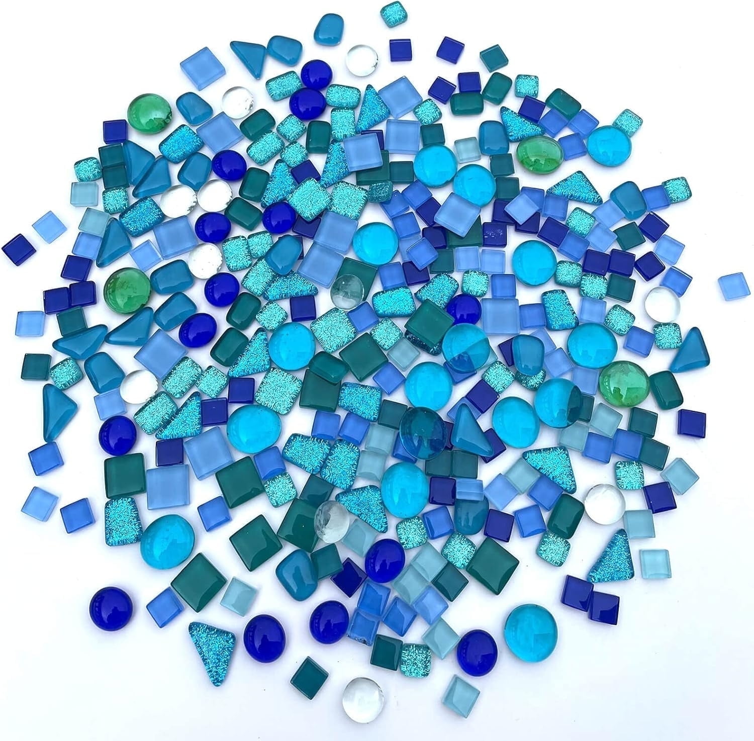 0.55 LB Blue Mixed Irregular Crystal Glass Mosaic Tiles