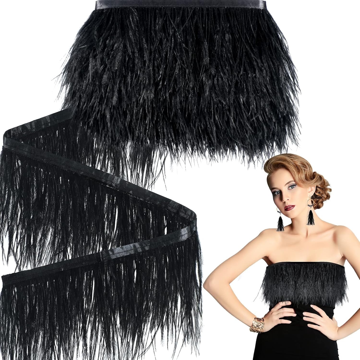 Black Ostrich Feathers Trim Black Ostrich Feathers Trim
