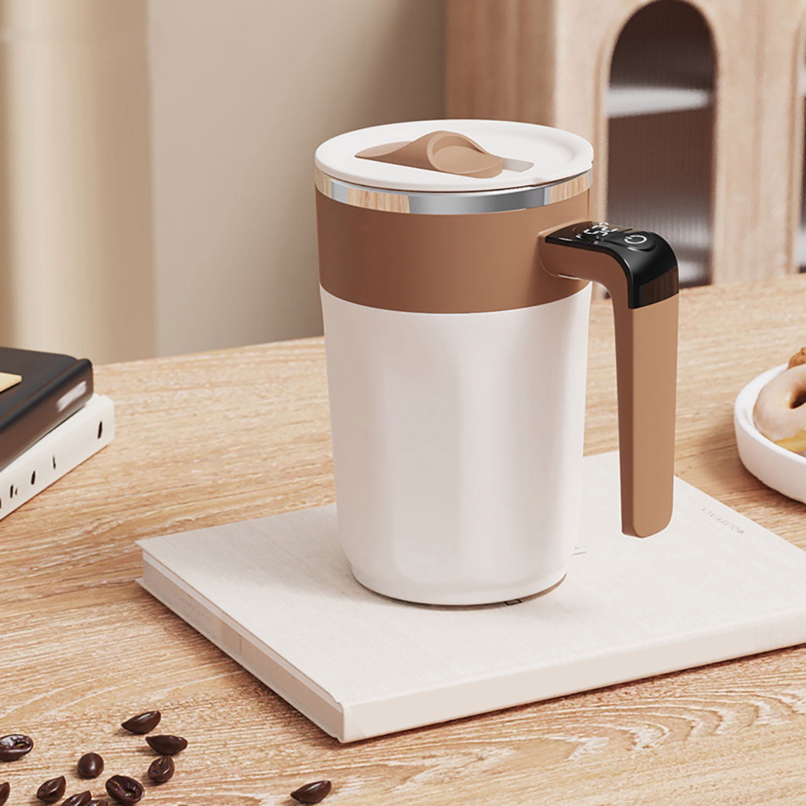 400 ML self stirring coffee mug self heating coffee Cup Fully Automatic Rechargeable Magnetic Mixing Cup with Touch-Sensitive Temperature Display for Stirring Coffee, Etc 400 mL Coffee
