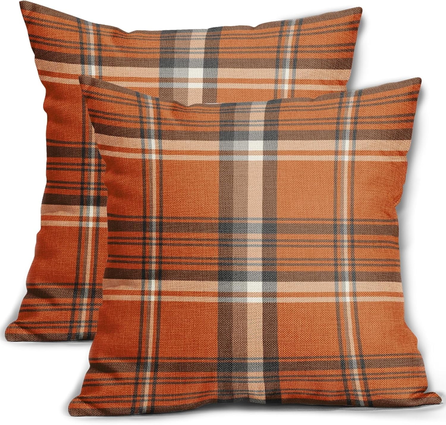 Fall Plaid Pillow Covers 18x18 Set of 2 Burnt Orange Blue Buffalo Plaid Tartan Print Autumn Colored Decorative Outdoor Pillowcases Farmhouse Rustic Throw Cushion Case Decor for Home Couch Sofa Bed 18x18 2pcs Blue Sage Green
