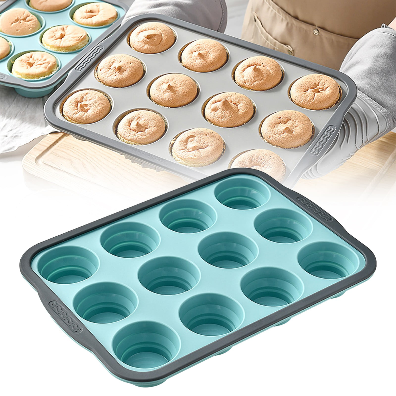 Brownie Pan with Dividers, 1 Set 12 Cavity All Edges Square Cupcake Brownie Pans Mini Cake Non Stick Baking Carbon Steel Bread Mold Small Edge 3x4 Individual Cutter Sheet Tray for Cookie Oven One Size Black