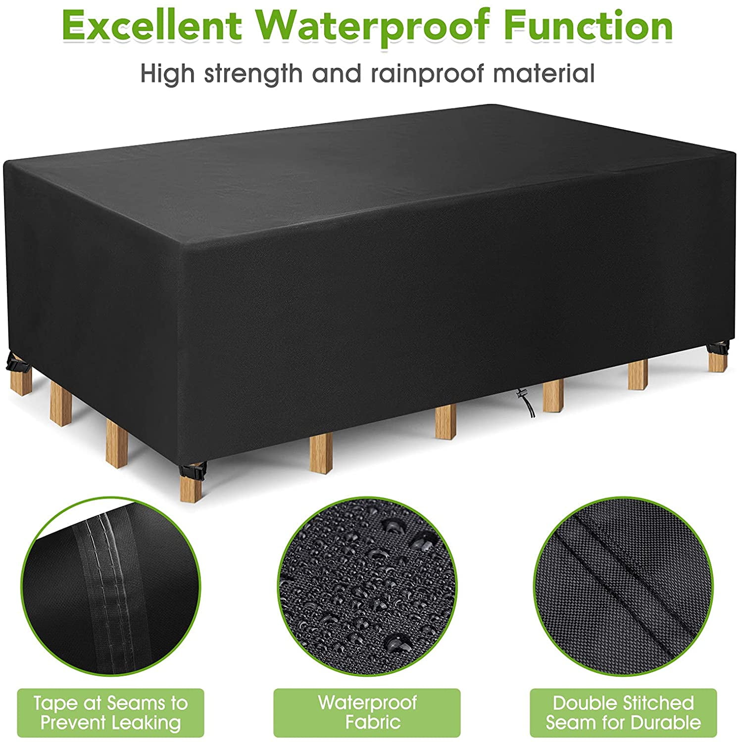 Rectangular Patio Table Cover Heavy Duty Waterproof Outdoor Furniture Set Cover 47" x 47" x 29"