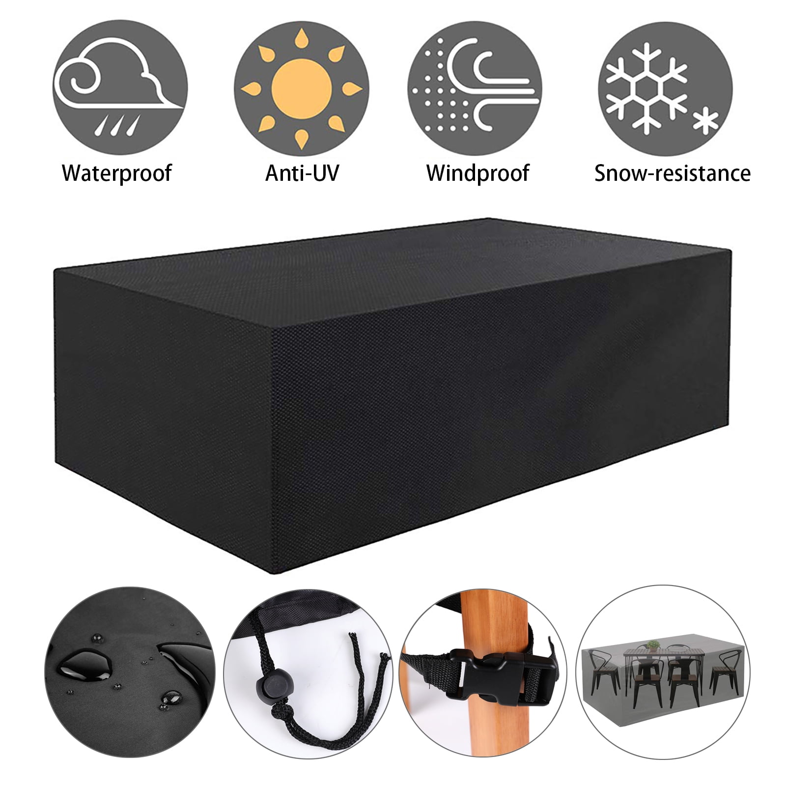 Rectangular Patio Table Cover Heavy Duty Waterproof Outdoor Furniture Set Cover 84" x 52" x 29"