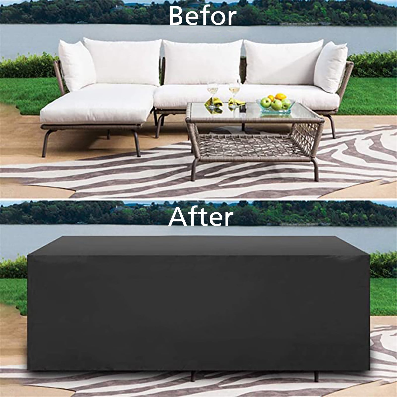 Rectangular Patio Table Cover Heavy Duty Waterproof Outdoor Furniture Set Cover 90" x 60" x 27"