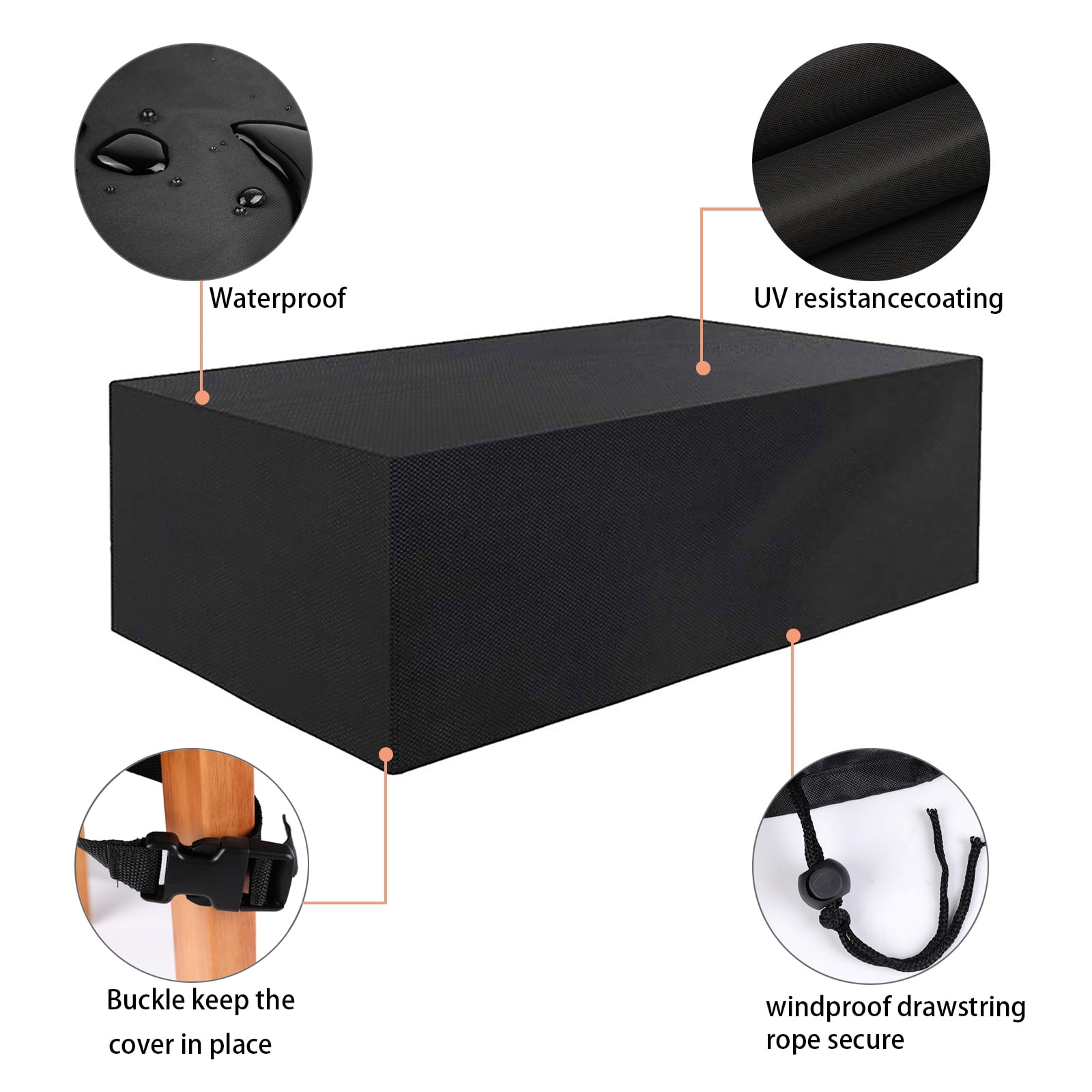 Rectangular Patio Table Cover Heavy Duty Waterproof Outdoor Furniture Set Cover 95" x 64" x 39"