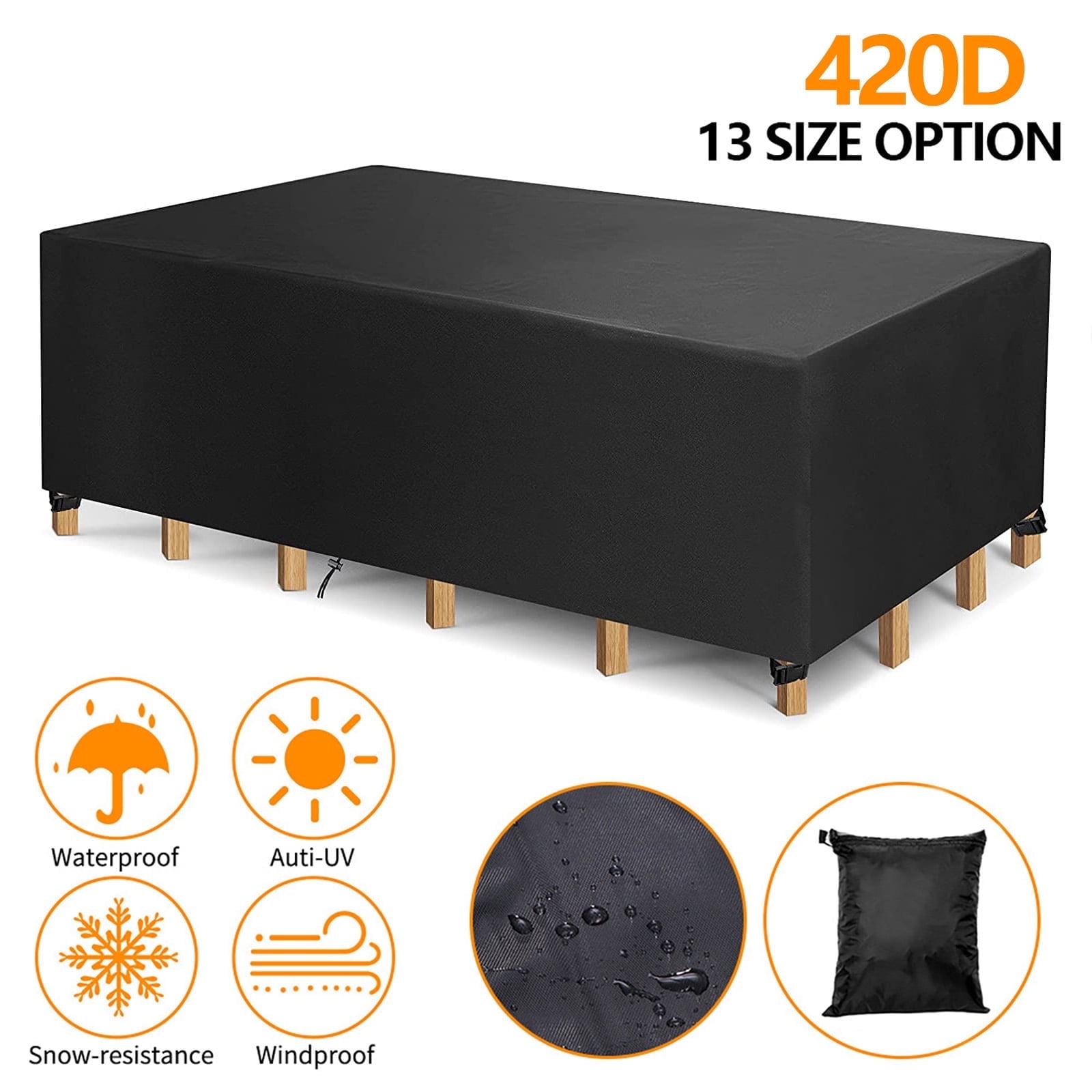 Rectangular Patio Table Cover Heavy Duty Waterproof Outdoor Furniture Set Cover 98" x 98" x 35" Rectangular Patio Table Cover Heavy Duty Waterproof Outdoor Furniture Set Cover 98" x 98" x 35"