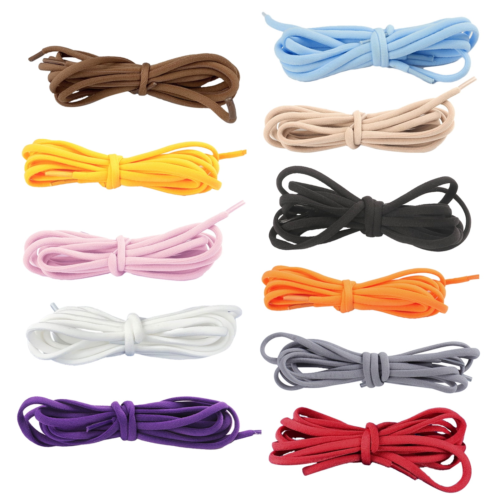harmtty 1 Pair Sneaker Shoelaces Wear-resistant Elastic with Metal Buckles Lock Shoe Laces for Slip On Shoes,Black Orange