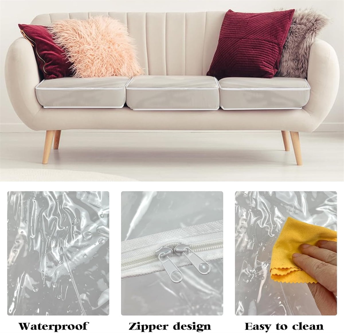 Tutuviw Plastic Sofa Seat Cushion Covers