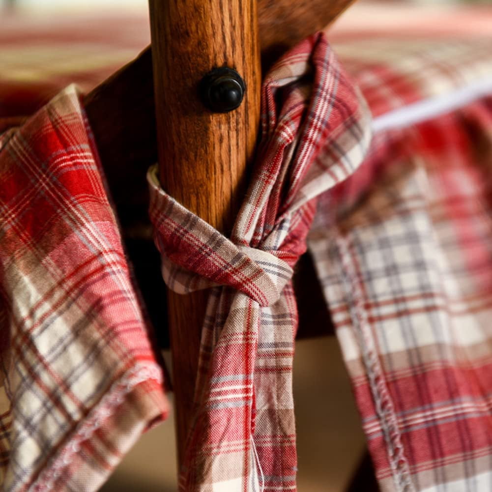Buffalo Plaid Ruffled Chair Cushion with Ties Country Style Tartan Kitchen Dining Chair Pad Super Soft Seat Cushion with Removable Cotton Cover (Red