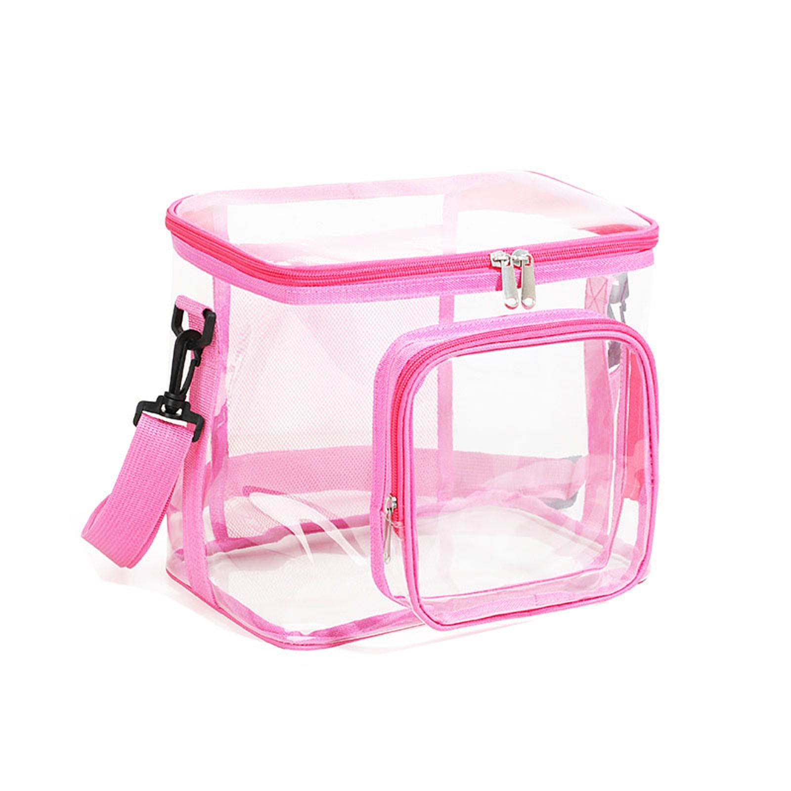 Extra Large Clear Cosmetic Makeup Bag, Transparent PVC Tote Shoulder Bag, Waterproof Clear Toiletry Carry Pouch, Makeup Artist Bag, Portable Storage Bag Blue