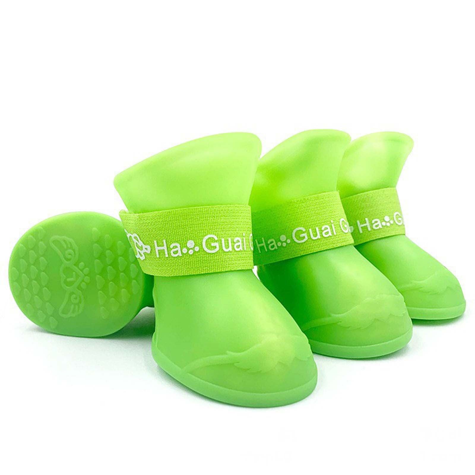 Pet Shoes, Candy Colors Anti-Slip Waterproof Rubber Rain Shoes Boots Paw Cover, Dog Boots & Paw Protectors, for Small Medium Dogs L Green