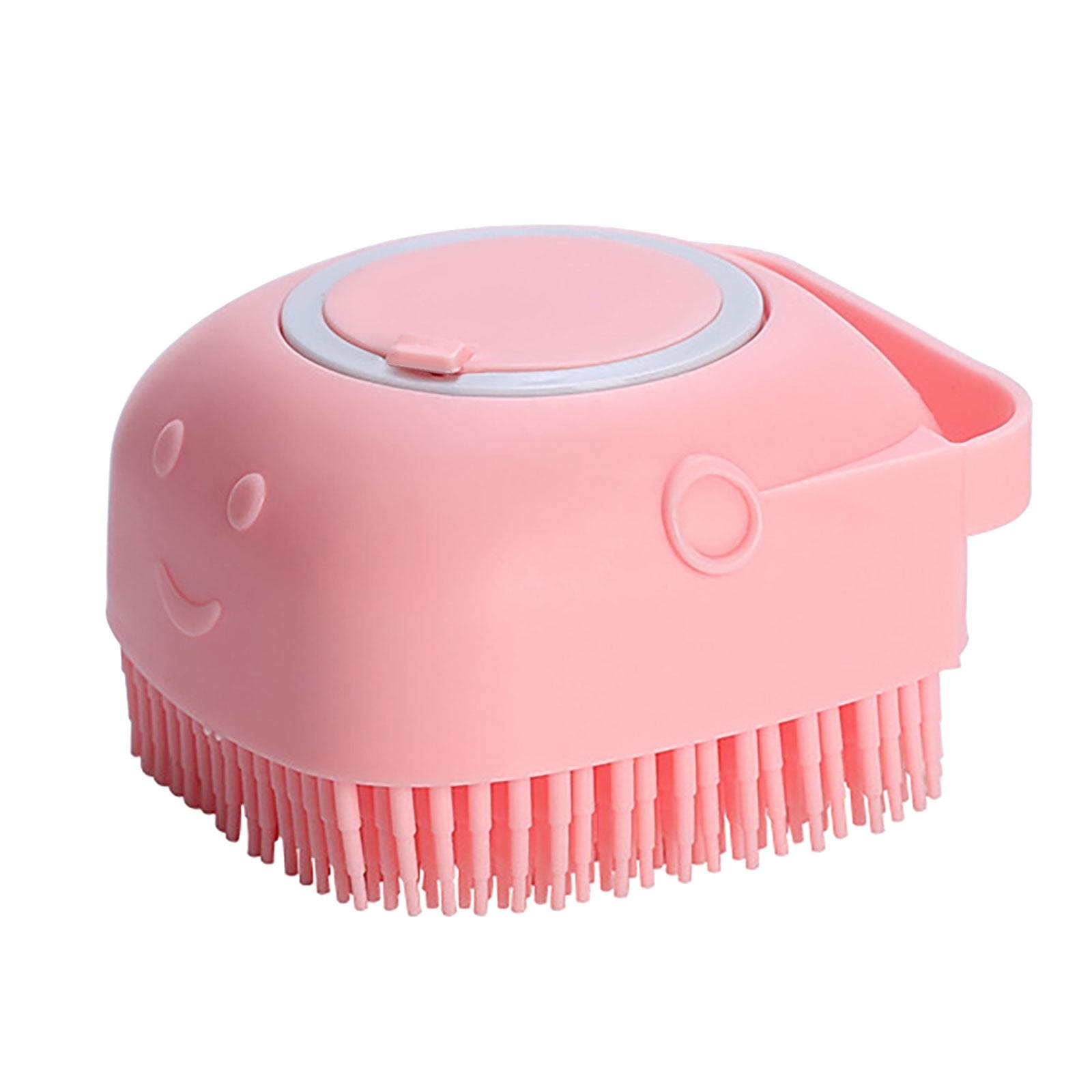 Dog Bath Brush, Pet Massage Brush, Shampoo Dispenser, Soft Silicone Brush, Rubber Bristle for Dogs and Cats Shower, Soft Pet Rub Back Brush, Shower Brush Pink
