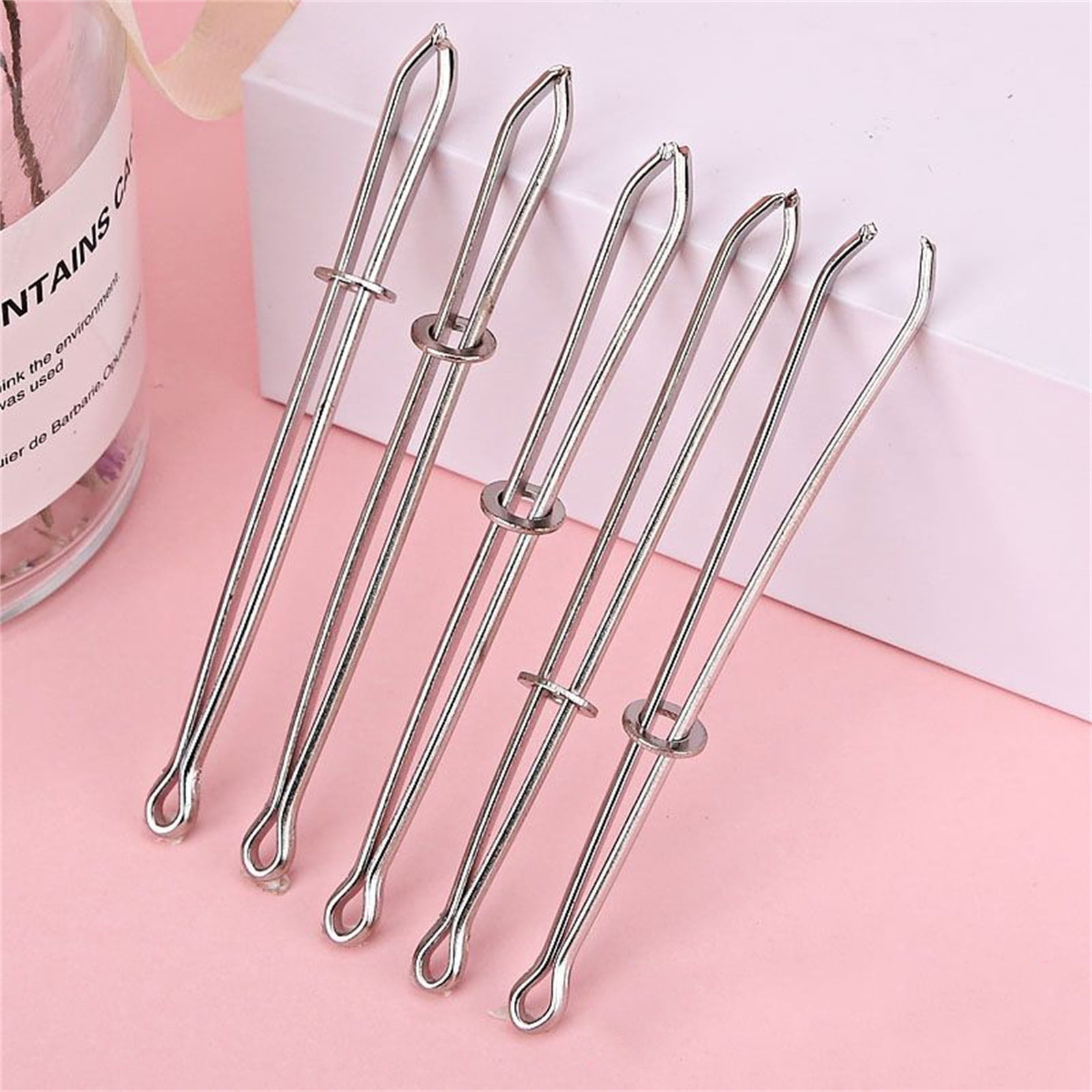5Pcs Rope Threader, DIY Rope Threader Clip, Waist Band Threader, Metal Drawstring Belt Bodkin Threader, Sewing Puller Tool Set, for Hoodie Sweatpant Coats Pants Elastic Replacement Silver