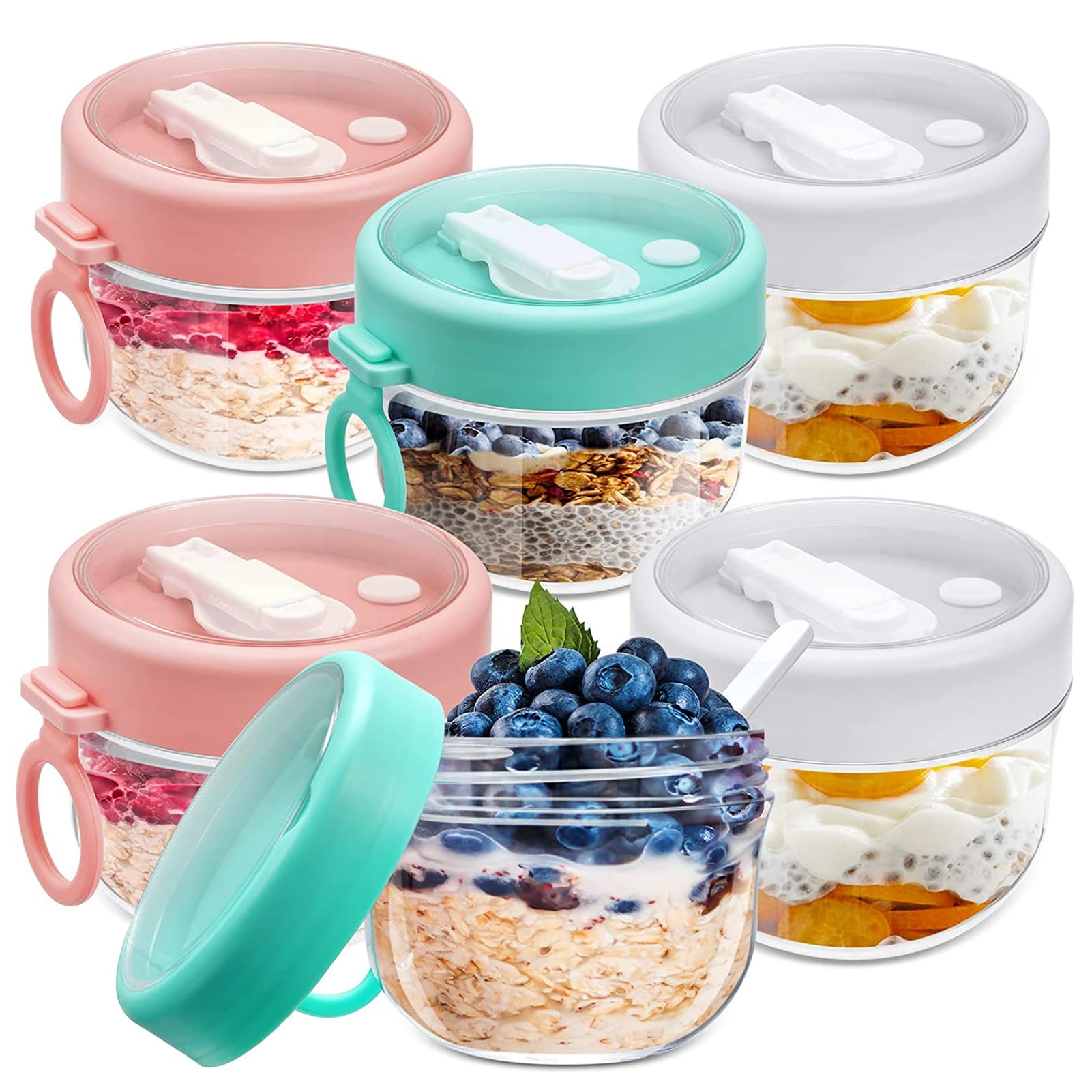 BOBASNDM Polycarbonate White PC Leakproof Yogurt Container Pink