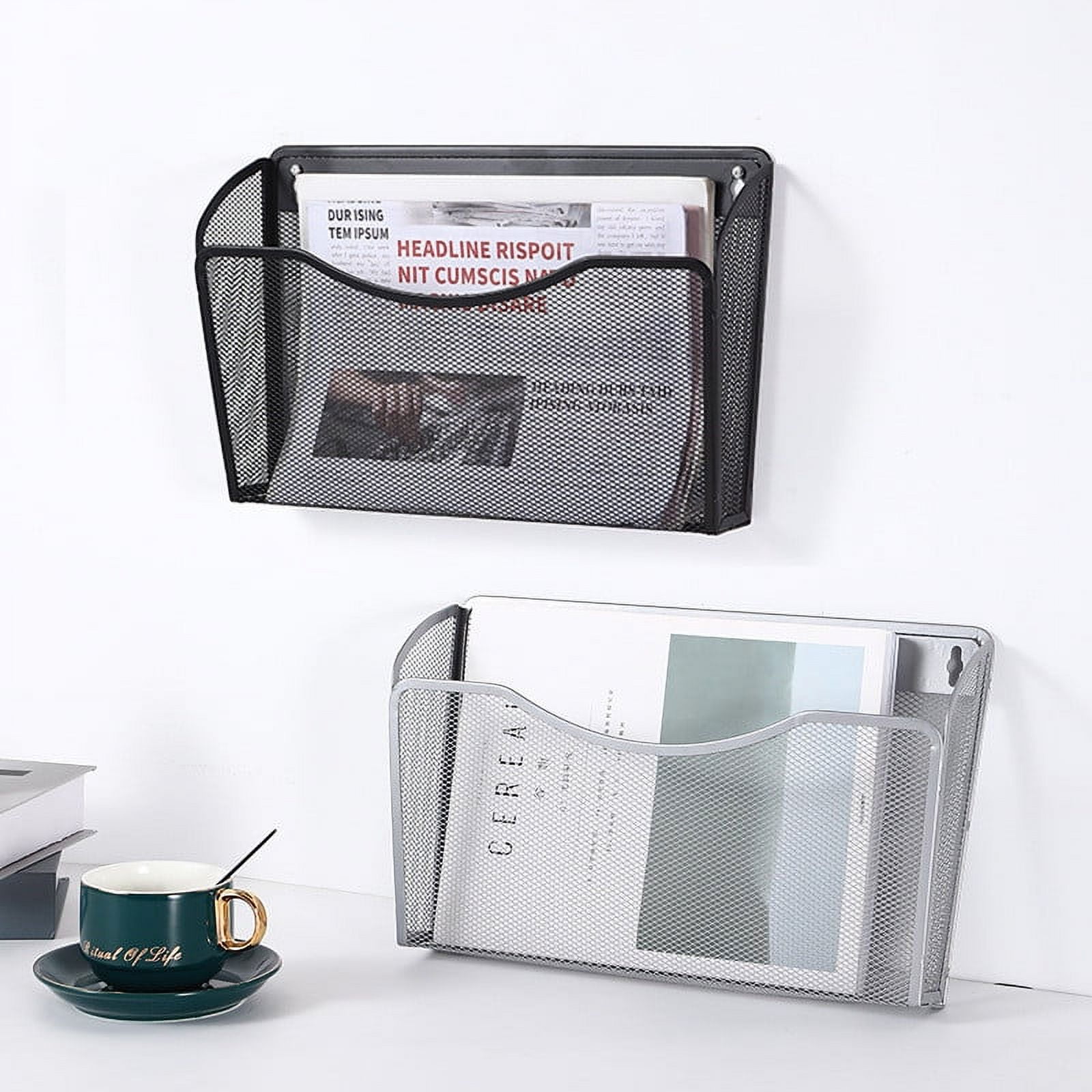 Tutuviw Wall Mount File Organizer Metal Letter Size Black