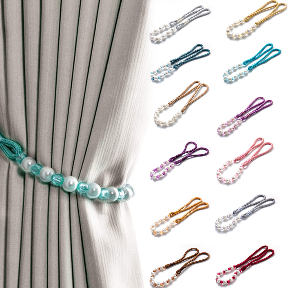 Visland 2 Pack Acrylic Pearl Curtain Tie Backs Curtain Hooks