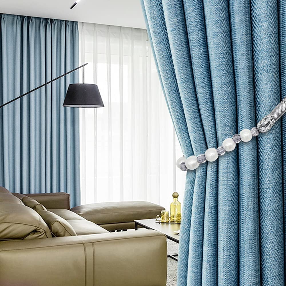 Visland 2 Pack Acrylic Pearl Curtain Tie Backs Curtain Hooks