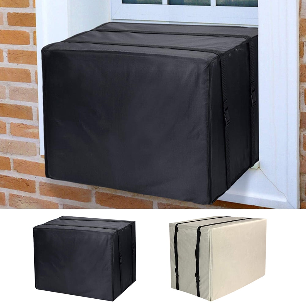 Window Air Conditioner Cover Outdoor, Outside Window AC Unit Cover Black Dust-Proof Waterproof AC Cover Outdoor Window AC Protection Cover L Beige
