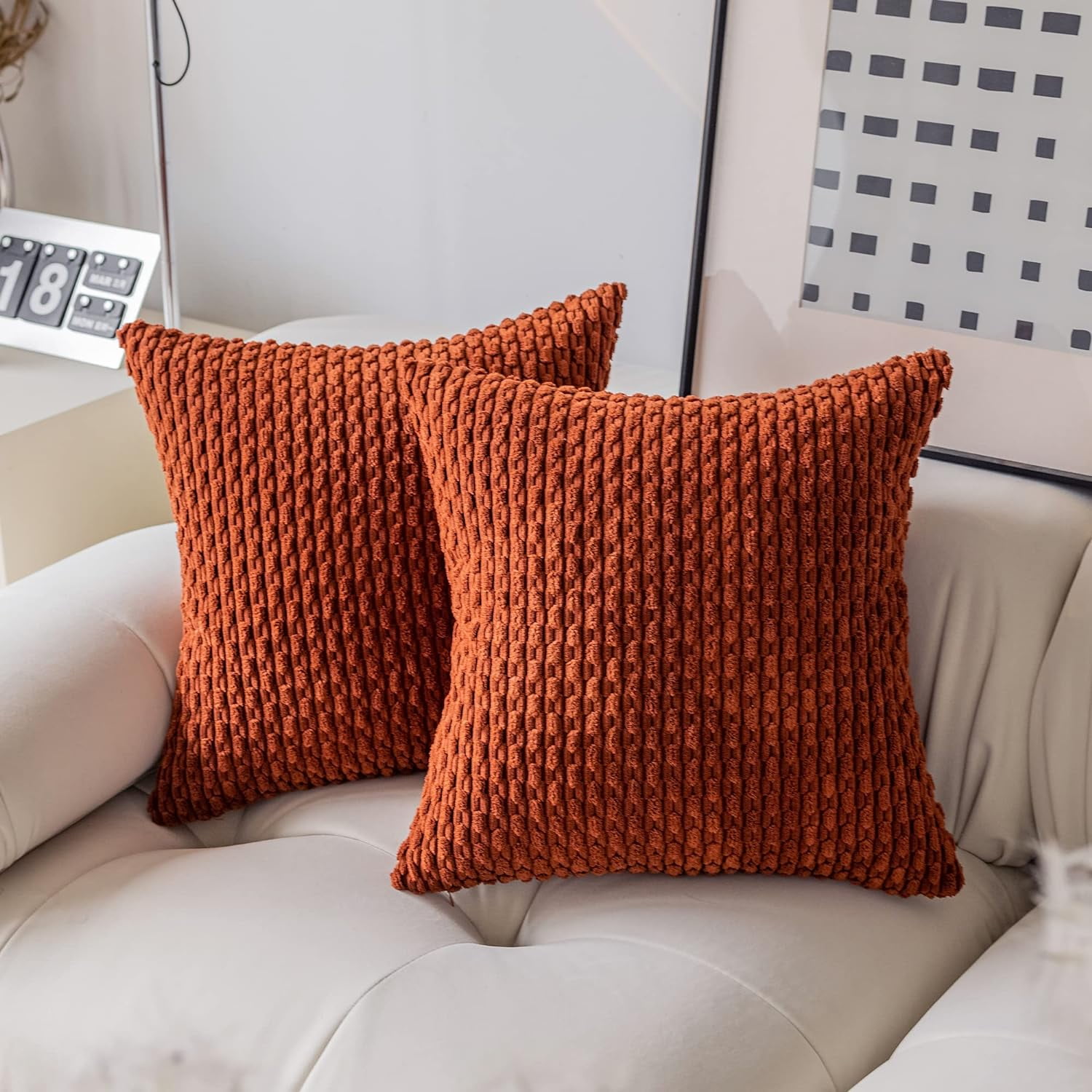 Holzlrgus Fall Set of 2 Striped Textured Velvet Corduroy Decorative Europe Sham Seasonal Autumn Throw Pillow Cushion Cover for Couch Holzlrgus Fall Set of 2 Striped Textured Velvet Corduroy Decorative Europe Sham Seasonal Autumn Throw Pillow Cushion Cover for Couch
