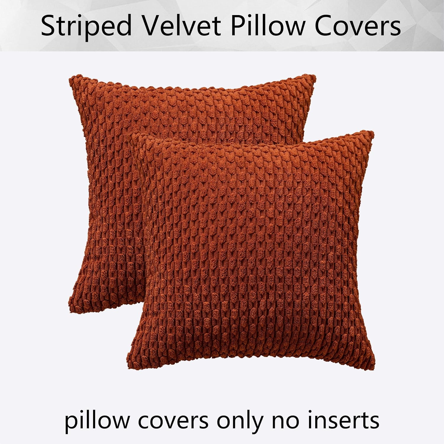 Holzlrgus Fall Set of 2 Striped Textured Velvet Corduroy Decorative Europe Sham Seasonal Autumn Throw Pillow Cushion Cover for Couch